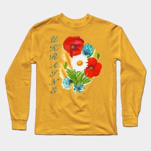 Summer field flowers very often you can find on Ukrainian fields Long Sleeve T-Shirt